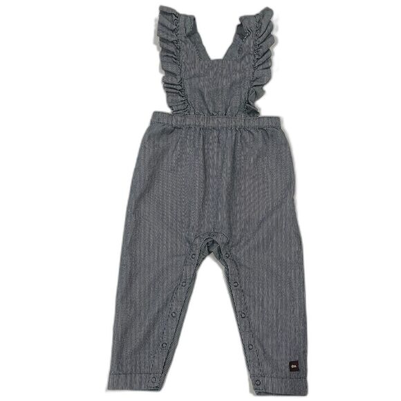 ~ TEA Baby 18-24 m Overalls/Dungarees Adjustable Stripe Blue Toddler Snaps 2 2yr - Picture 1 of 14